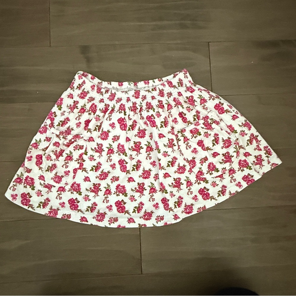 Floral Pink Skirt Girls size Medium Pockets Peasant Boho